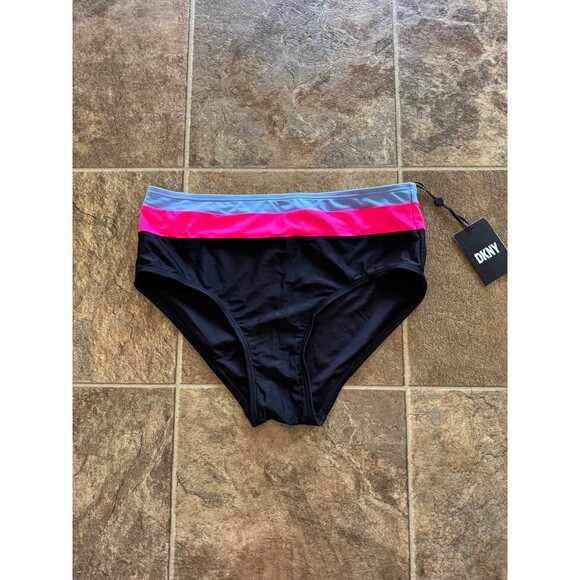 Dkny Colorblocked High Waist Bikini Bottoms Size Large - Picture 1 of 8